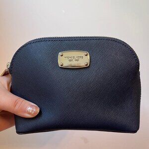 Michael Kors Navy Blue Leather Travel Pouch
